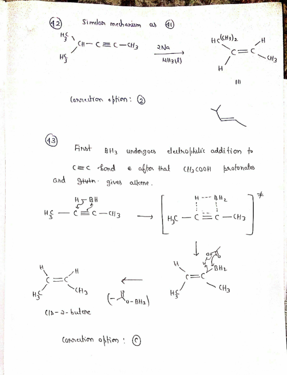 Similon medhanism 2 Hcсн), CH-CC-CH3 2Na CH3 NИз) SH (ornestion hion: 43) Fnst BH3 undegoesdukophilit addi tion to profonates