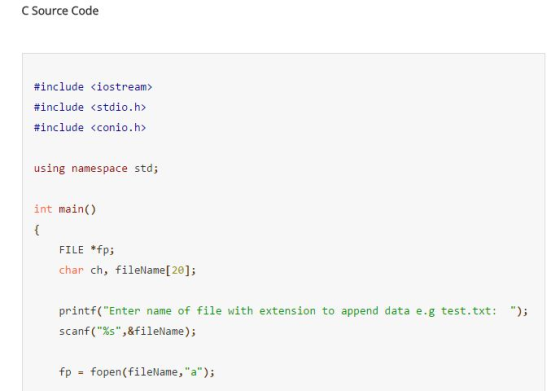 C Source Code #include #include #include <iostream > <stdio.h> <conio.h> using namespace std; int main() FILE *fp; char ch, f