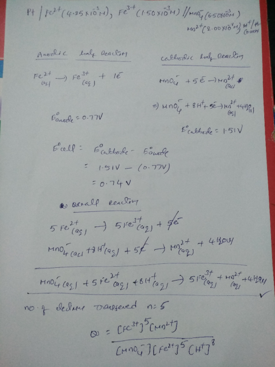 Pt /pt50), FeC50OH (eso Co-lcchy Anodic al Oeaclse calladic Lal dearby Fe +le Cag Fe2t CaL Fansele 0.77V Fablede 51V Ecell al
