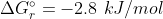 \Delta G_r^{\circ} =-2.8 \ kJ/mol