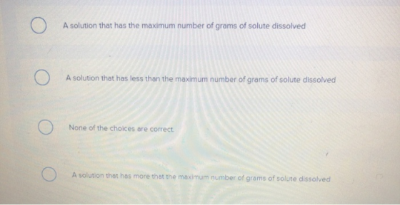 A solution that has the maximum number of grams of solute dissolved A solution that has less than the maximum number of grams