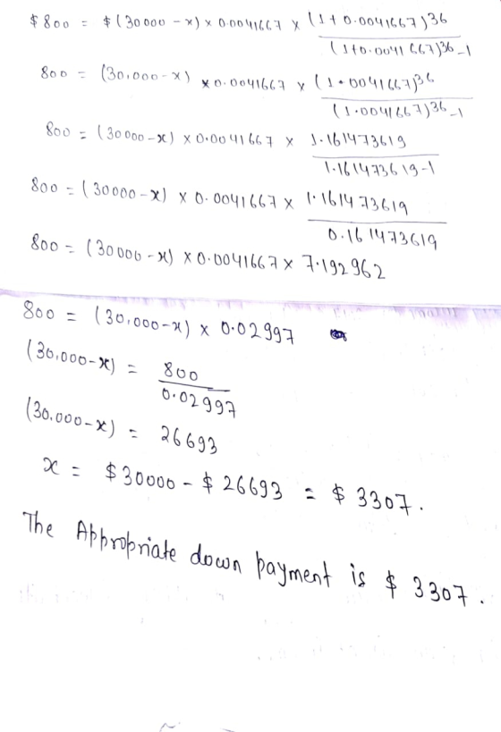 800 - $ 800 = $( 30 000 ->) * 0.00111667 x 11+0.0041667)36 (1 to 0041 667)36 1 (30,000-x) *00041667 X (14004166736 (1.0041667
