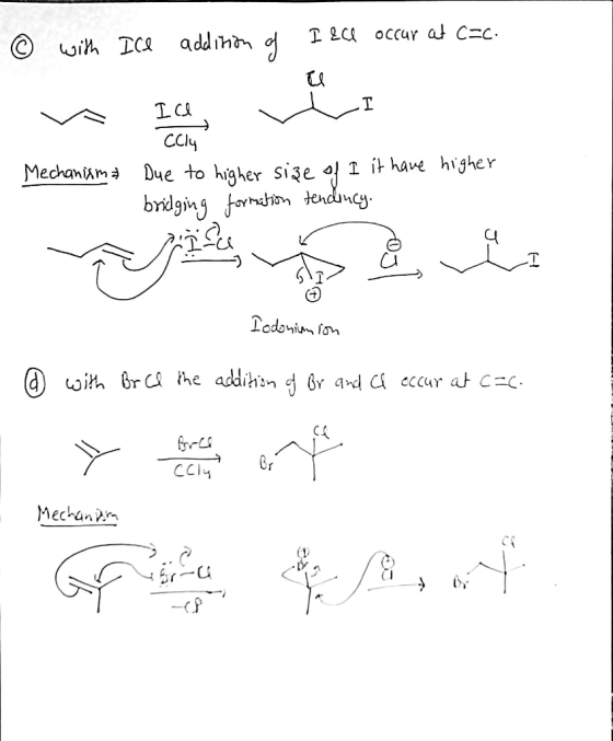 © with Ice addition of I 24 occur at C=c. v Ich Ice v i cci Mechanisma Due to higher size of I it have higher bridging format