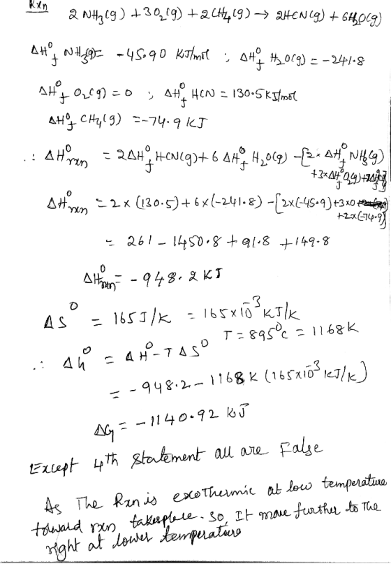 Rxn 2 NH Cg) +30,19) +264,19)24EN(g) + 6H009) AH NHg =45.90 kilmit : AH / H2O(g) = -241.8 AHJO_29) = 0 , AHY HOW = 130-5kl/mo