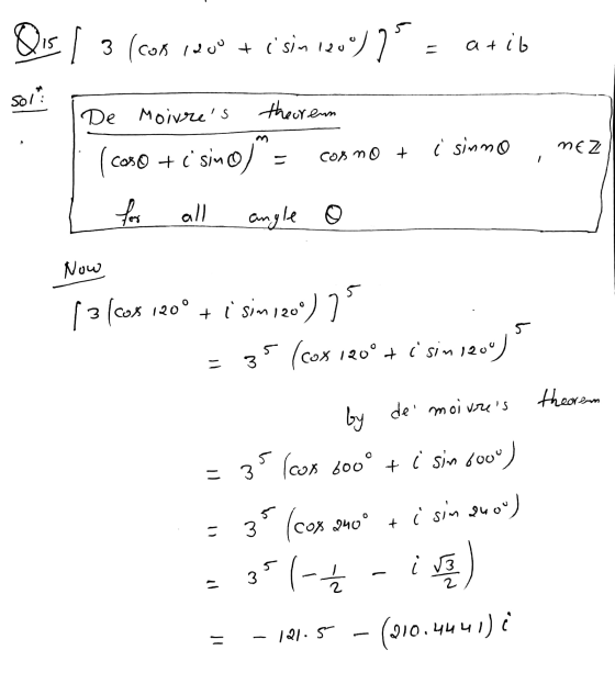 Qis [ 3 (cons 100 + csin 120°) 7 atib sola theorenn De Moivres ( cose + i sino) MEZ Cosmo + į sinno for all angle Now 13 (c