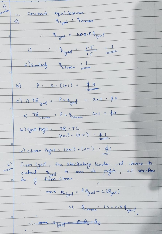 cousnot equilibrium a) quayel retornar 5 & lyset 1.5-0.54 lysut i) Vlyset ü) Similarly clorex 101 b) S- (161) = $3 3x 1 c) i)