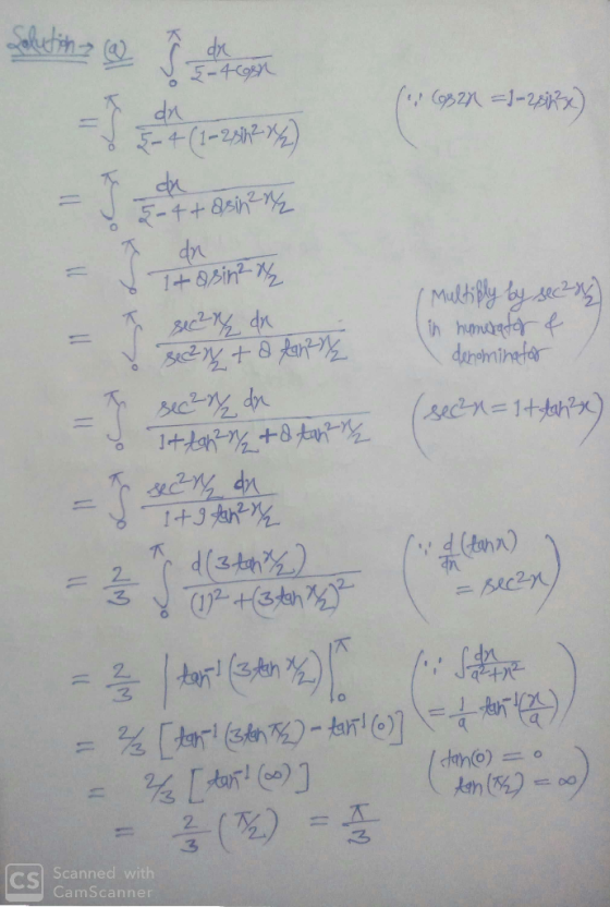 (1) (93211 =1-2018) - 3-4+ asin Į dn - - - 1 Multiply by sec2 in humerator & denominator (sec?n=1 ttan ) It asin Me J sech da