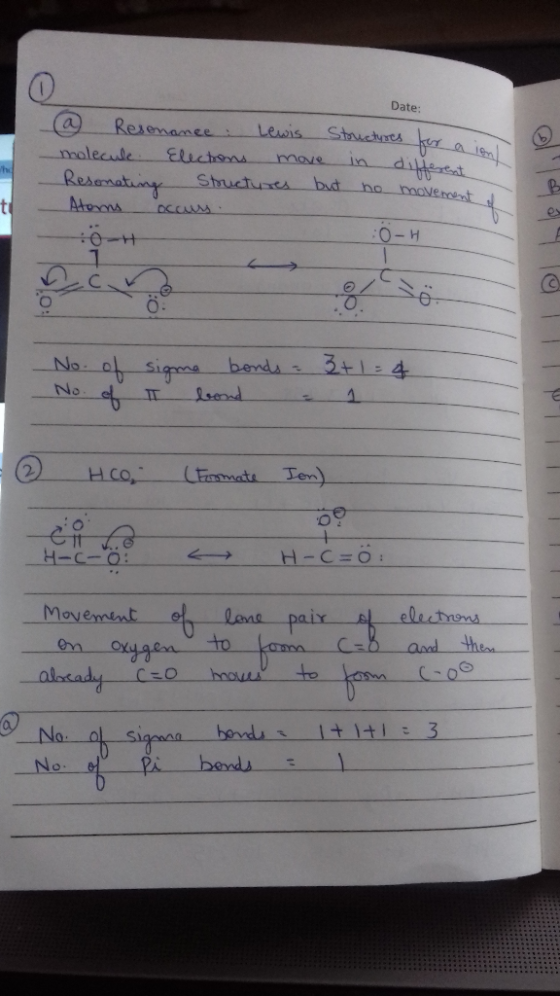 Date: Structures for a lon Resonance Lewis Structures ker. molecule Electrons move in different Resonating Structures but no