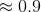 \approx 0.9