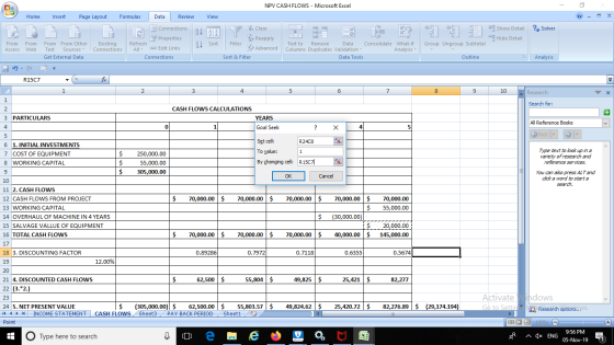 NPV CASH FLOWS - Microsoft Excel Home Insert Page Layout Formulas Data Review View - ox E E B connections 21 2 Y Clear ?4 Sol