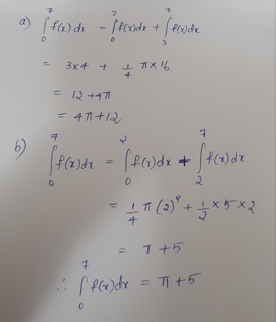 a) fa de pecade + Secade = 3x4 + ITX 16 = 12 +47 = 4T+12 7 0 7 ₂ * (2) + 1*5*2 = T +5 f fox dx = 1+5