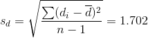 = Ps Σ(d; – d)2 η – 1 = 1.702