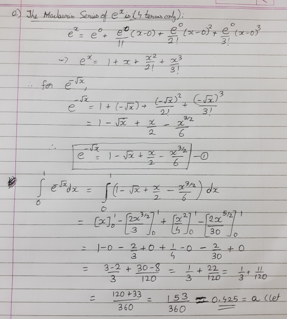 x² + 23 a) The Malauris. Series of ea is th terms only); eo (x-0) + 7 21 -) ex I txt 3 . for for é Doc 5x - + - + 2? -- $50 +