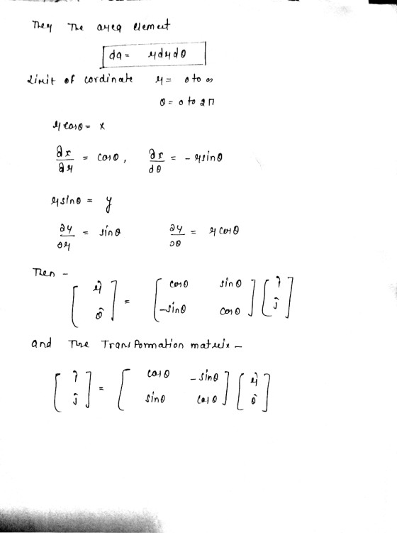 They The area element da 4d4do Limit of cordinate 4 = oto es O= o to an I taso= x gr C010, ar do - lino 944 esino y ay sino a