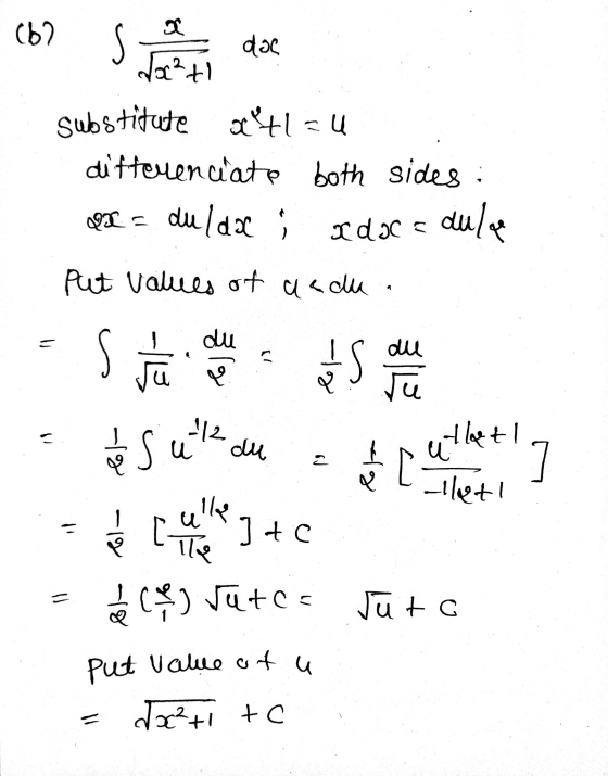 a S (62 doc da²+1 substitute x+1=u differenciate both sides : QI = duldze ; I doc 5 dula put values of a adu 1 = du du val -l