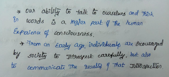 * our ability to talk to ourselves and Thisk is words ů a major part of the human Experience of consciousness, * Trom an earl