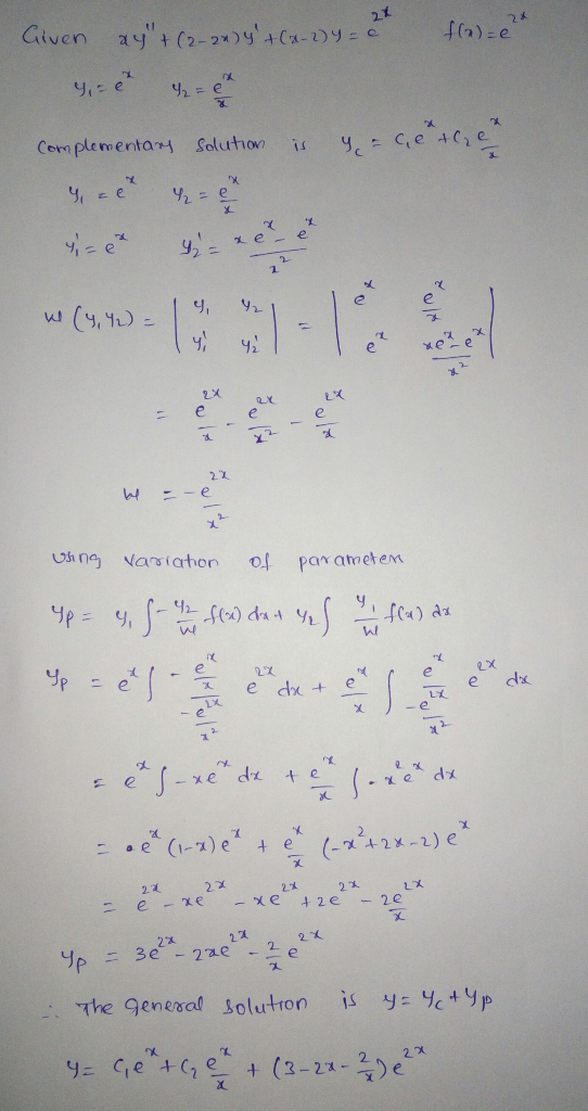 2-2 (7)-е z x exe-e 2 x uth ng Van aton 미 pom ameten ㄧㄨ -. The 9eneral Solution is y:yc-typ