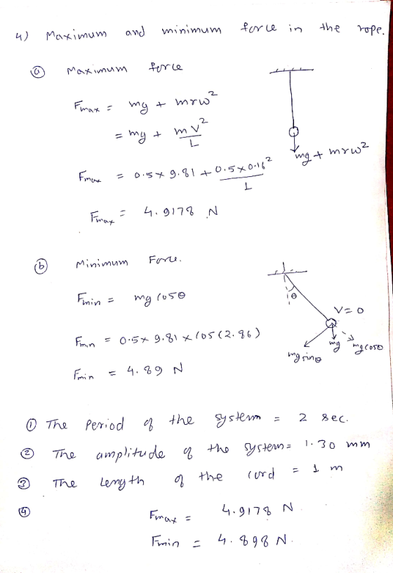 Ahe and Maximum mnmiuiw Maxmuw 2 Fma 2 m V. my mgtmrw2 Fmu .917 N mnwiuiw For min V o O-5 9.31x (oS(2.96 Fimn 4. 9 N Fmin gys