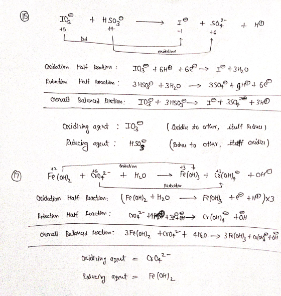 (15 10 + HS02O - 10 + 30% + HO oxidation 3 Oxidation Riduetaen Half Reaction : Half faction : 103 + 6H0 + 6 3M50,0 + 3H20 - +