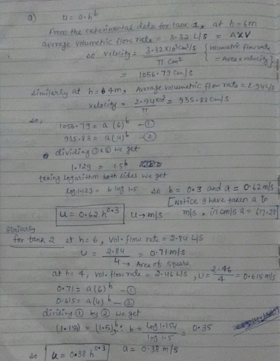Fronthe ex be nmen tad date.to·tan. 1.-athe 6m Areas veloci 935.3 3 au o dividi teking Legarithm bo-th sides we get do b= 0.3