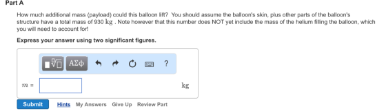 Part A How much additional mass (payload) could th