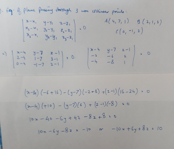 1-я, 1 2. Eg of plane passing through 3 nom collinear points А( 4, 7, 1) Ч-9) ( 2, 1, 3) 2-2, Х.-и, 91-9, 1-2 (о, -, 1) , -я,