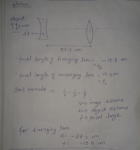 Salton Object Taroum 982 37.3 cm focal length of diverging lens – 19.8 cm a focal length of converging lens - 17.9 cm lens fo