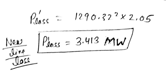 Pense 1290.32?x2,05 의 NOW line loss 3.413 MW lose