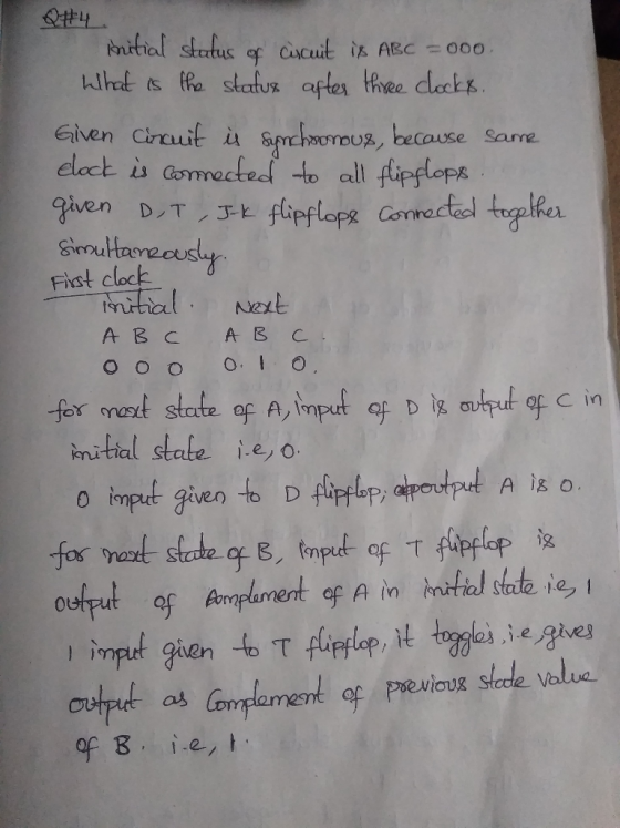 knitial shtus of cicuit is AEC-ooo Eiven Crauit ia sprehcreox, becouse Sane other Frst clock tential, Nat A B c A B C itial s