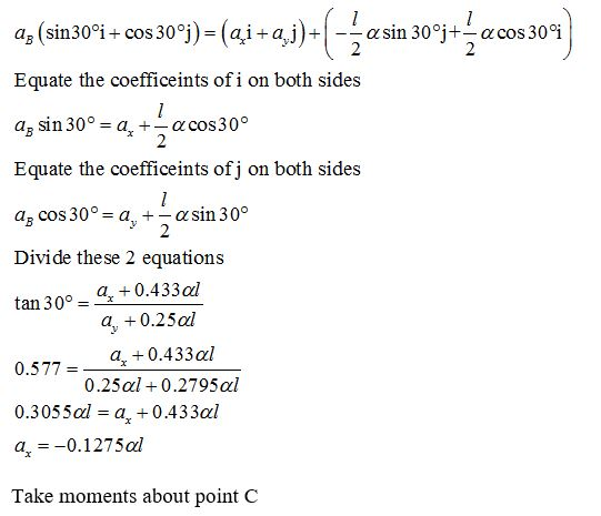 ав (sin30% + cos 30°j)-(41 +aJ)-|-- Equate the coefficeints of i on both sides aB sin 300 +- cos30° Equate the coefficeints o