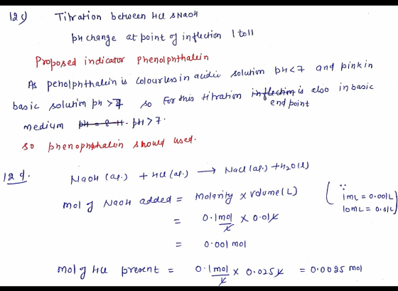 129 Titration between Hu xnaoh by change at point of inflection I toll Proposed indicator Phenolphthalein As penolphthalein i