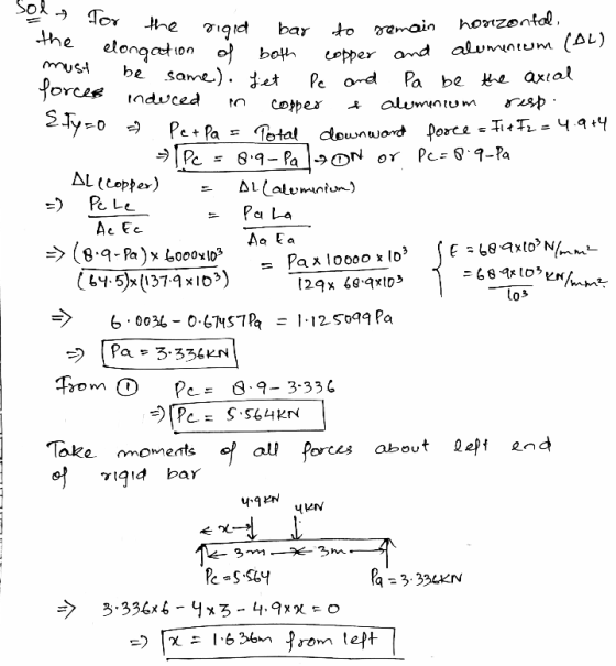 the e bar to ?main honzontadl the 2 eloraton must be 2 Samt) . P Le - Pa La 多 -) 6.003L-O.CNSTR = 1-1250aa Pa Take moments al