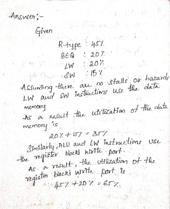 iven R-type ASsuming-there auo stalls o hazard し and sw instactims Use tle data -As a susalt the utelization of the olata Rie