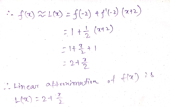 - 117) 117) f(-2) + 41-2) (x+2) (2) =대를 의t 2-1 2 4 A Linear approximation of f(x) i 3 20) 드24 2.