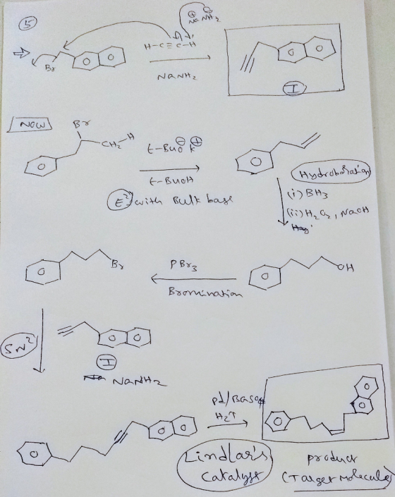 Hoa v Br [oTo 35% NaNH₂ BE 11 - CH2 (Hydroboratan t-Buch (C) with Bulk base (1) BH3 (1)H, G, Nach Brz O Bromination Ho NaNta