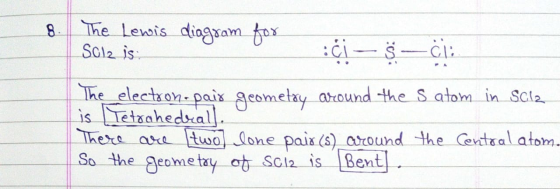 OD The Lewis Salz is diagram for The electron a pair geometry around the satom in Scia is Tetrahedrall. There are two lone pa