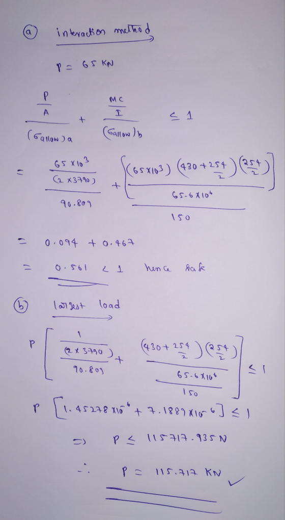 o interaction method P = 65 KN Mc (Gallowa (Gallow lb 658103 (2 х3790) frasmiwa ) (430 +233) (59) 65-68106 90.809 150 e 0.094