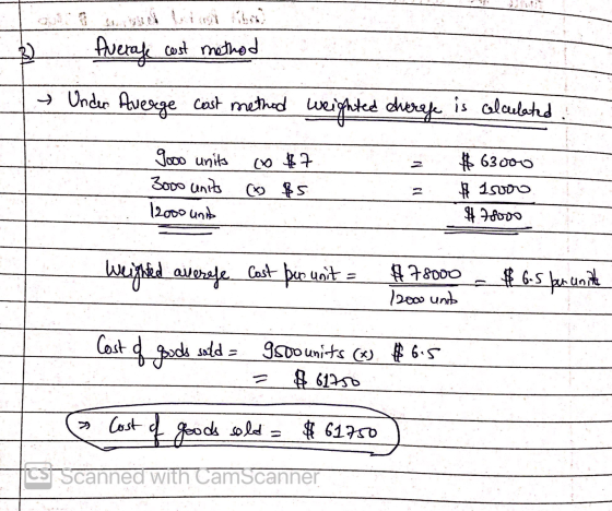 2 → Average cost method Under Averge cost method weighted average is colculated : gooo units 3000 units 12000 unit ( $7 (o &