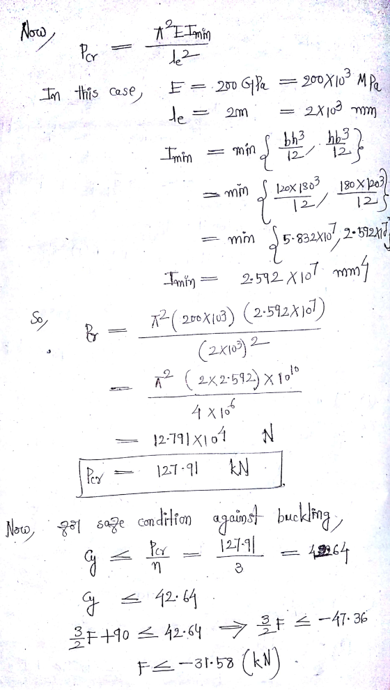 Nowy X²E Imm = te? this case, 7 12 F= 200 G1 Pa = 200X109 MPiel te = 2m = 2x100 mm Inmin = mins her heart a min s pogled min