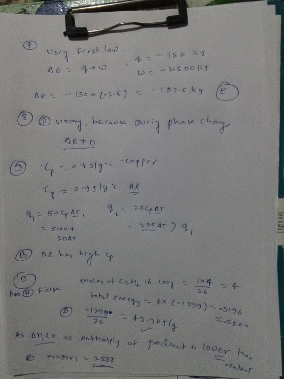 using using AE - First lau qtw q - 15o kt o – 2.500 125 DES – 150 + (-2.5) - - 152.5kg - ③ wrony, because during phase change