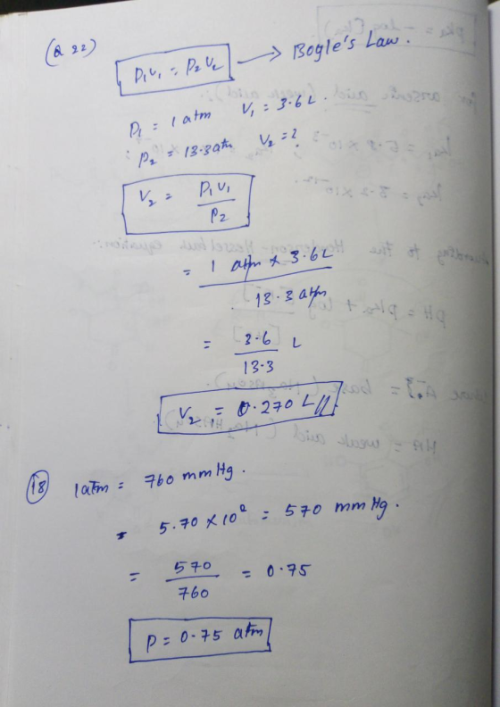 Hig Boyles Law. | Pic, a Pele =latm P2 - 13.30h. = 3.6L. bio sa V, :? : The Rivi P2 est = 1 an 4 3.6L 13.3 a tota = HQ = 3.6