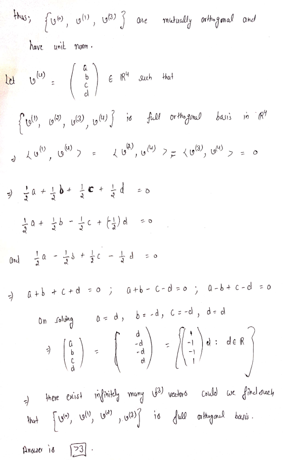 thus مو , ای ,(مان are ریا ( mutually orthogonal and have unit nom. Let (u) aner کل هک G IRY such that ور fering بع full orth