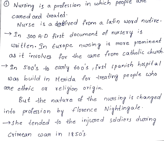 10 Nursing is a profession in which people ole cared and treated: Nurse is a defived from a latin word nutive. * In 300 A:D f