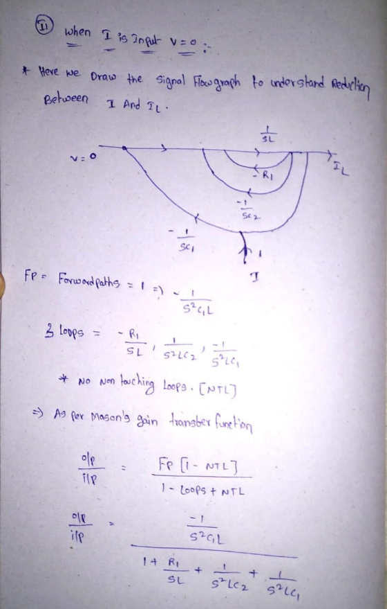 1 when I is Input Vo: * Here we draw the signal Flow graph Between I And I to understand Reduction FO= Forword paths = 1 =) 3