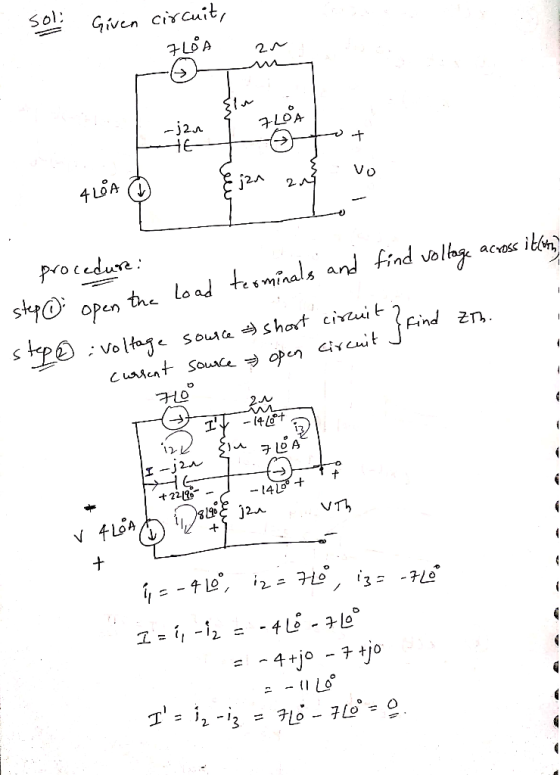 SOli Given circuit, Vo sktG open the load te、minals and find vol2 st90リ, : Vo AV 12. 221- 0ヌ o-