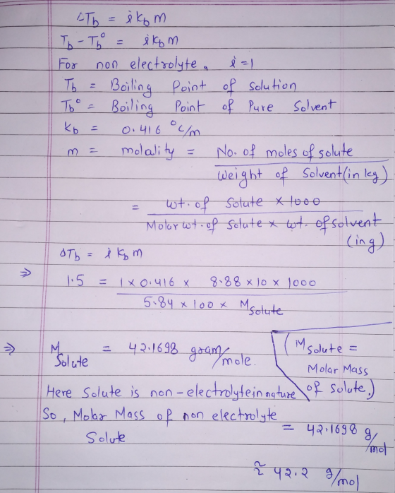 Tь ATO skom To-To i kom For non electrolyte, é = 1 Boiling point of solution Too = Boiling point of Pure Solvent Kb %m molali