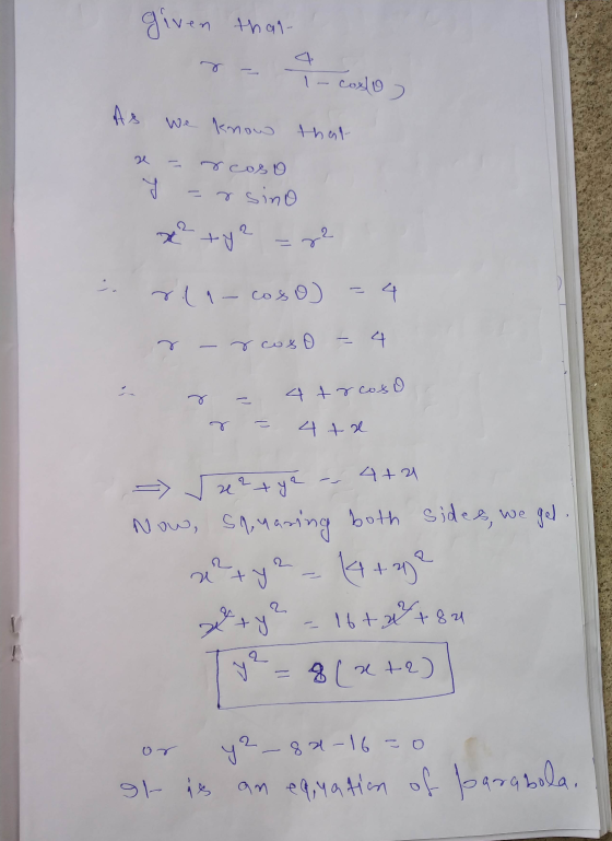 given that 1 - cos 0 ) We know that и L со 9 rsino - - - о 2 . (1 — соҳ0) 4 соҳ O b e 4 + Усоко L, 4 + 4 4+2 4 у Now, Squarin