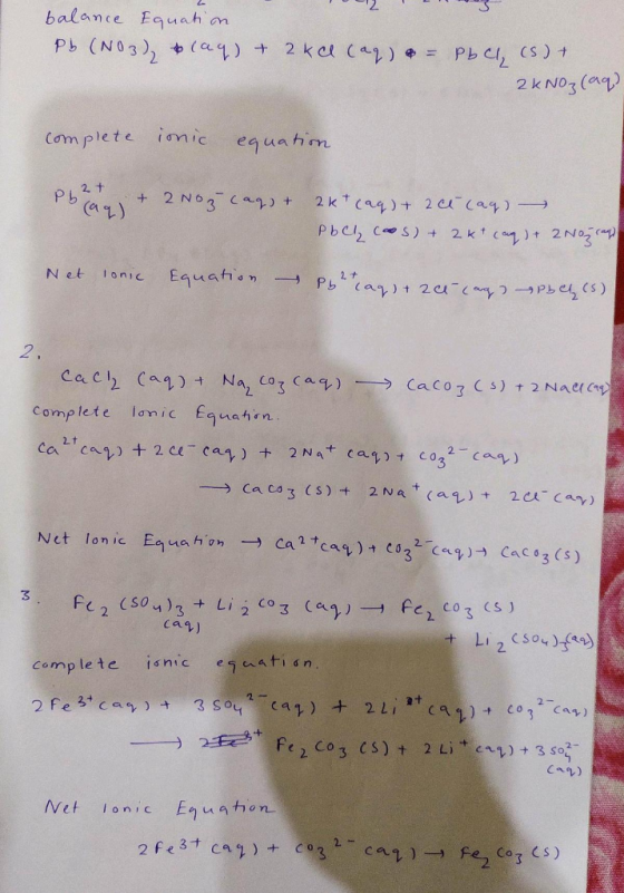 23 balance Equation. Pb (NO3), + (aq) + 2 ku caq) 4 = PbCl, (S) + 2 KNO₃(aq) complete ionic equation 2 Pb ( aq) + 0 + 2 Noz (
