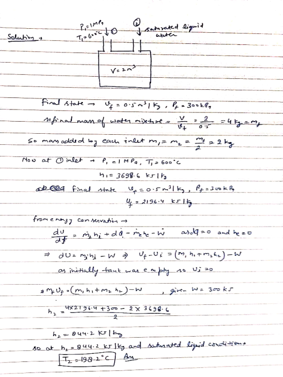 ated ligid abten Soluhby finad Atate pnatmamof 2 wate nixDR So mam adlde o e) eauh nlut m = mz = 2 No o at inlet P, M Pa, T2