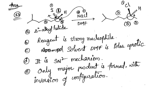 +®Hoo di Nad DMF (S) ☺ @ 2-alkyl halide © Reagent is strong rucleophile. © Betonopol Solvent DMF is Polas aprolic. ☺ It is sa
